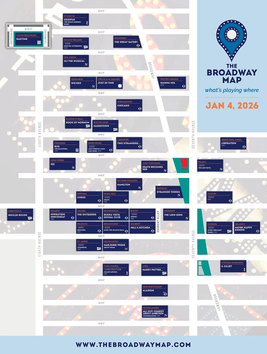 The Broadway Theater Map, courtesy of thebroadwaymap.com